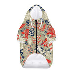 Beige Bohemian Floral Pattern Print Dog Zip Up Hoodie