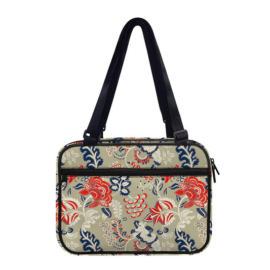 Beige Bohemian Floral Pattern Print Double Strap Bible Bag