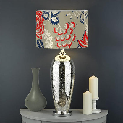Beige Bohemian Floral Pattern Print Drum Lamp Shade