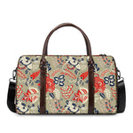 Beige Bohemian Floral Pattern Print Duffle Bag