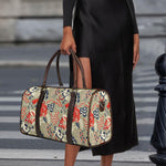 Beige Bohemian Floral Pattern Print Duffle Bag