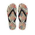 Beige Bohemian Floral Pattern Print Flip Flops