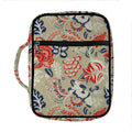 Beige Bohemian Floral Pattern Print Front Pocket Bible Bag