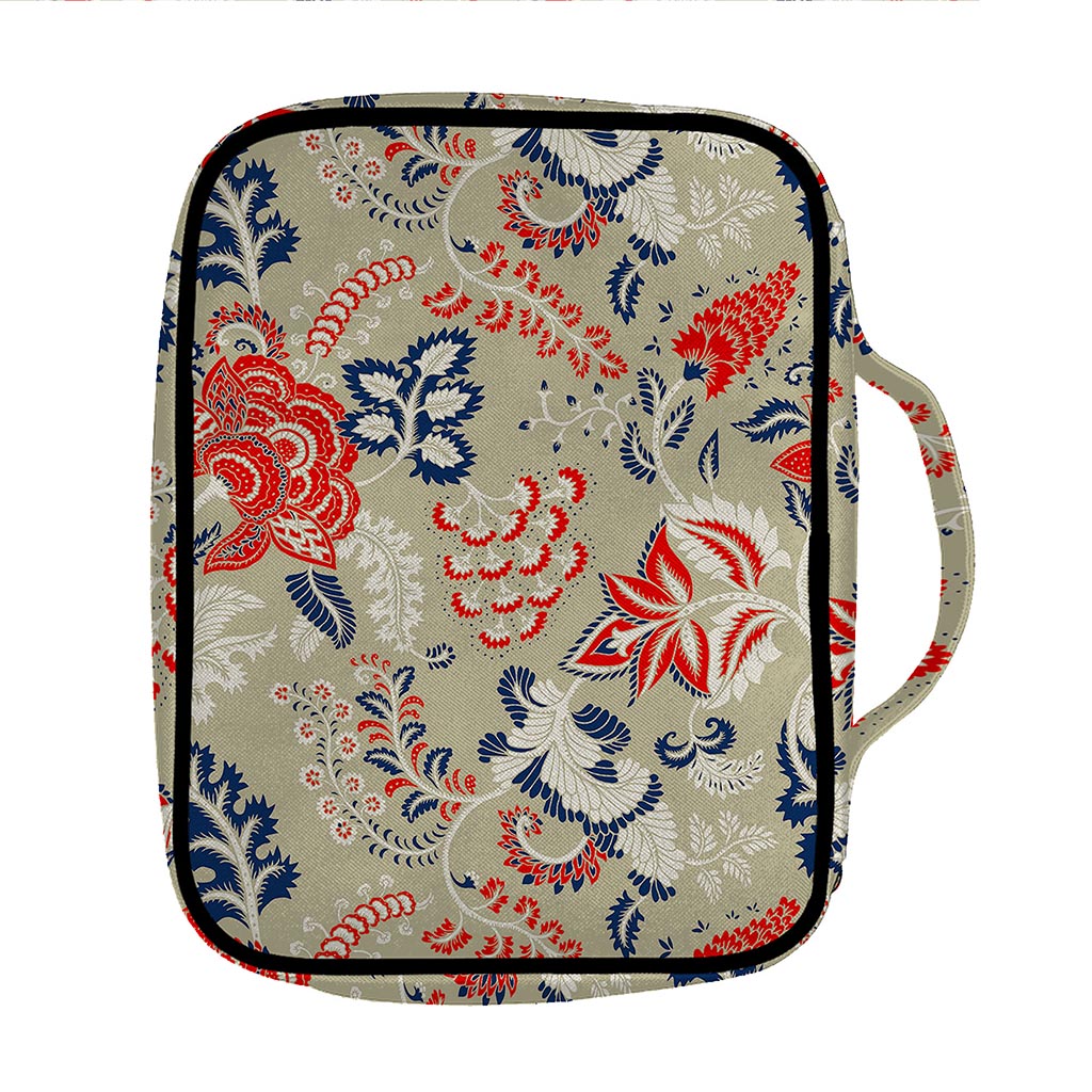 Beige Bohemian Floral Pattern Print Front Pocket Bible Bag