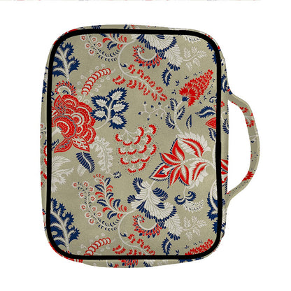 Beige Bohemian Floral Pattern Print Front Pocket Bible Bag