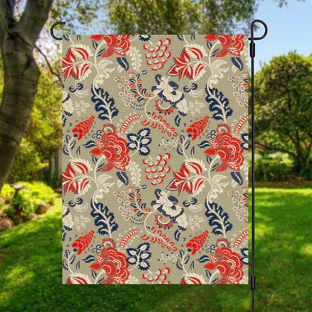 Beige Bohemian Floral Pattern Print Garden Flag