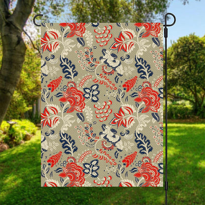 Beige Bohemian Floral Pattern Print Garden Flag