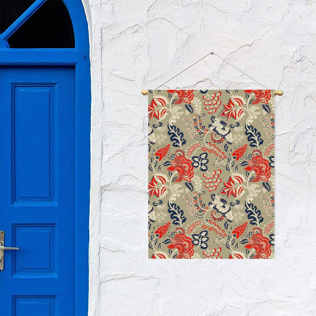Beige Bohemian Floral Pattern Print Garden Flag