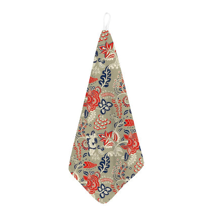 Beige Bohemian Floral Pattern Print Hand Towel