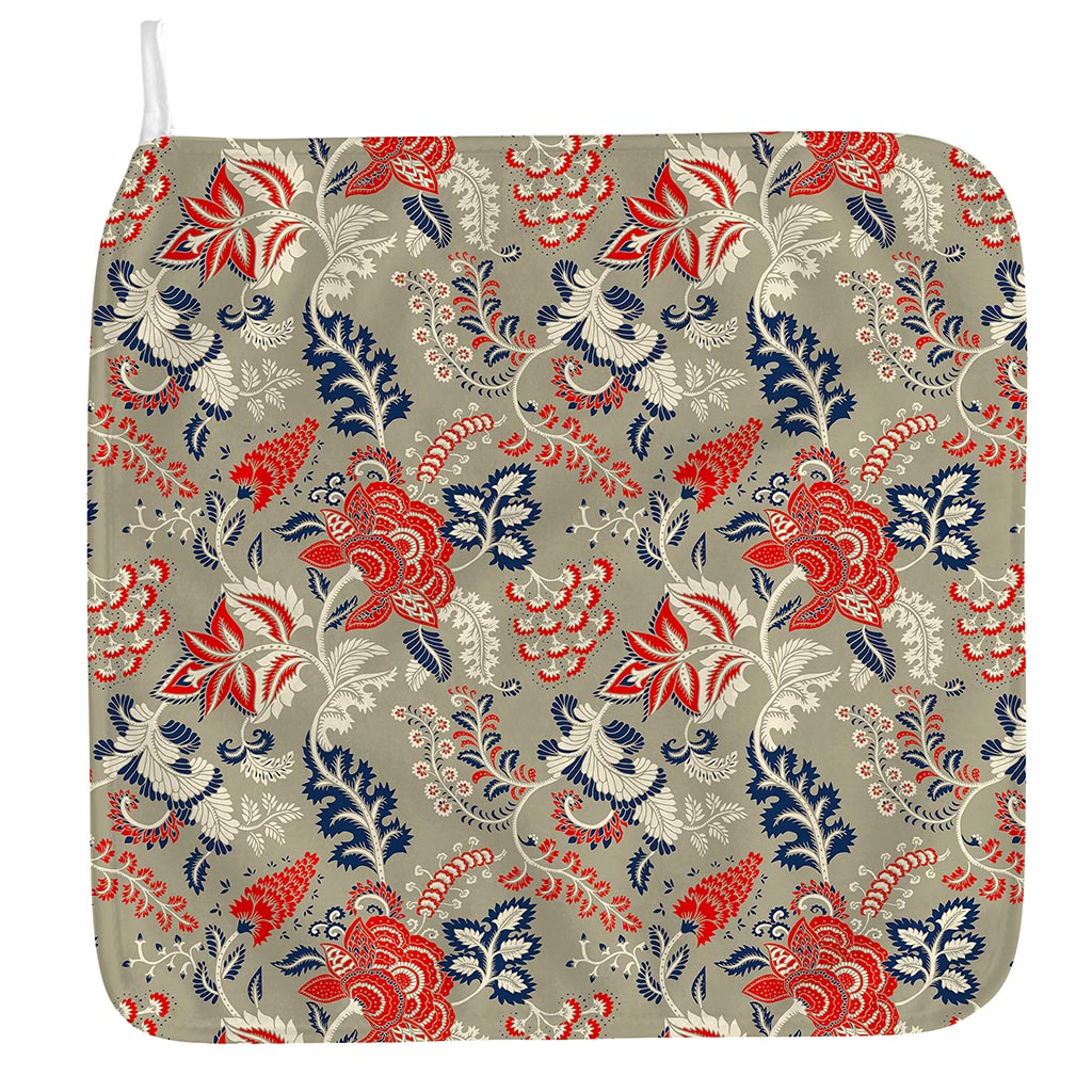Beige Bohemian Floral Pattern Print Hand Towel