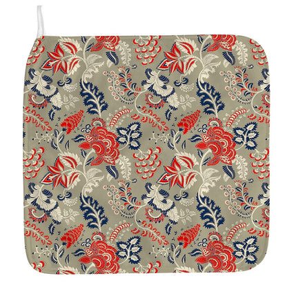 Beige Bohemian Floral Pattern Print Hand Towel