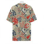 Beige Bohemian Floral Pattern Print Hawaiian Shirt