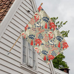 Beige Bohemian Floral Pattern Print House Flag