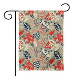 Beige Bohemian Floral Pattern Print House Flag