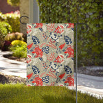 Beige Bohemian Floral Pattern Print House Flag