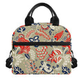 Beige Bohemian Floral Pattern Print Insulated Lunch Bag