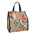 Beige Bohemian Floral Pattern Print Insulated Lunch Tote