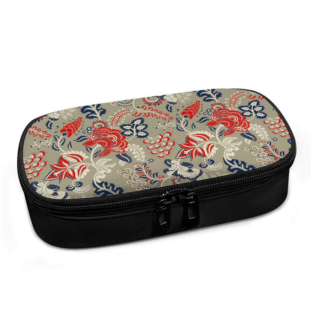 Beige Bohemian Floral Pattern Print Insulin Cooler Travel Case