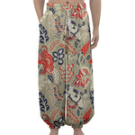 Beige Bohemian Floral Pattern Print Lantern Pants