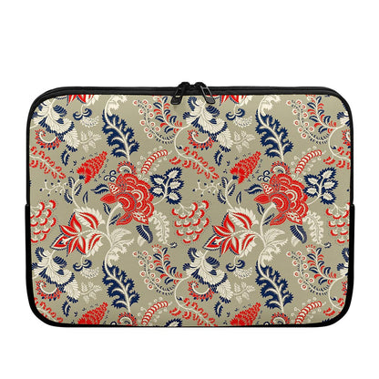 Beige Bohemian Floral Pattern Print Laptop Sleeve