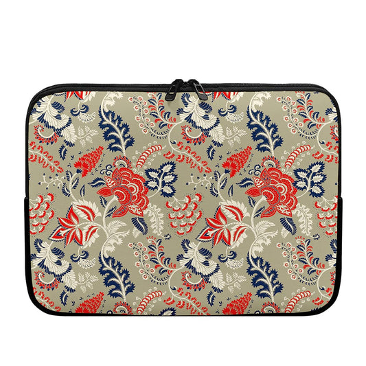 Beige Bohemian Floral Pattern Print Laptop Sleeve