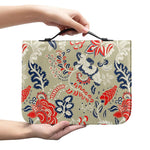 Beige Bohemian Floral Pattern Print Leather Bible Cover