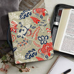 Beige Bohemian Floral Pattern Print Leather Bible Cover