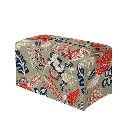 Beige Bohemian Floral Pattern Print Leather Tissue Box Cover