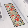 Beige Bohemian Floral Pattern Print Long Kitchen Mat