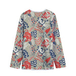 Beige Bohemian Floral Pattern Print Long Sleeve Short Coat