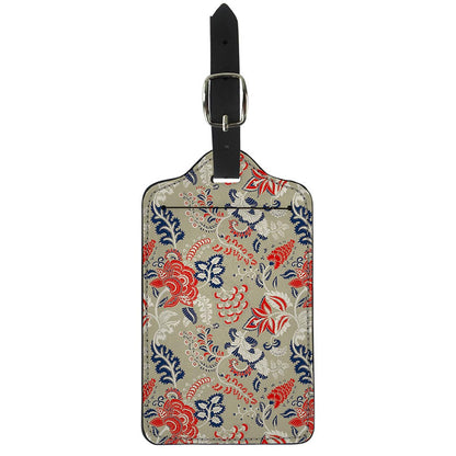 Beige Bohemian Floral Pattern Print Luggage Tag