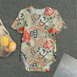 Beige Bohemian Floral Pattern Print Men's Bodysuit