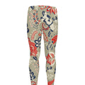 Beige Bohemian Floral Pattern Print Men's Leggings