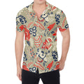 Beige Bohemian Floral Pattern Print Men's Shirt