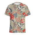 Beige Bohemian Floral Pattern Print Men's Athletic T-Shirt