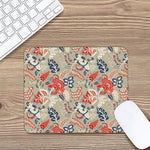 Beige Bohemian Floral Pattern Print Mouse Pad