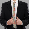 Beige Bohemian Floral Pattern Print Necktie