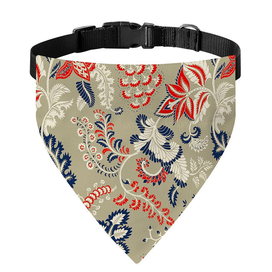 Beige Bohemian Floral Pattern Print Over The Collar Dog Bandana