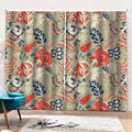 Beige Bohemian Floral Pattern Print Pencil Pleat Curtains
