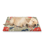 Beige Bohemian Floral Pattern Print Pet Cooling Mat Cover