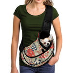 Beige Bohemian Floral Pattern Print Pet Sling Carrier