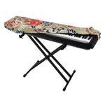 Beige Bohemian Floral Pattern Print Piano Keyboard Cover