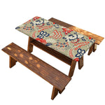 Beige Bohemian Floral Pattern Print Picnic Table Cover