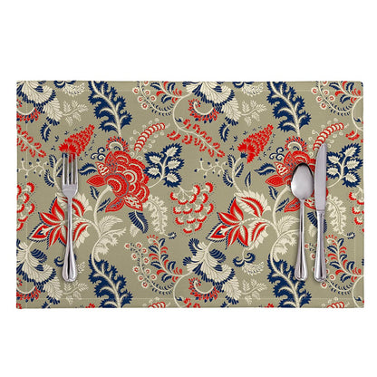 Beige Bohemian Floral Pattern Print Placemat