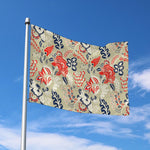 Beige Bohemian Floral Pattern Print Polyester Flag
