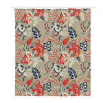Beige Bohemian Floral Pattern Print Polyester Shower Curtain