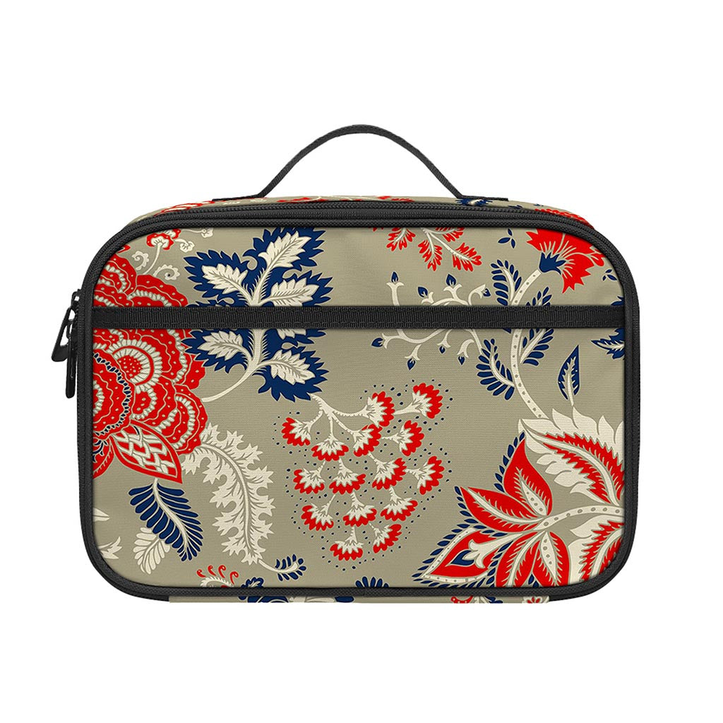Beige Bohemian Floral Pattern Print Portable Lunch Bag