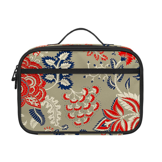 Beige Bohemian Floral Pattern Print Portable Lunch Bag