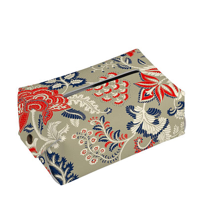 Beige Bohemian Floral Pattern Print Rectangle Tissue Box Cover