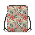 Beige Bohemian Floral Pattern Print Rectangular Crossbody Bag